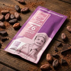 Barra Dark chocolate 76% cacao Unroasted 65g (Juan Choconat)