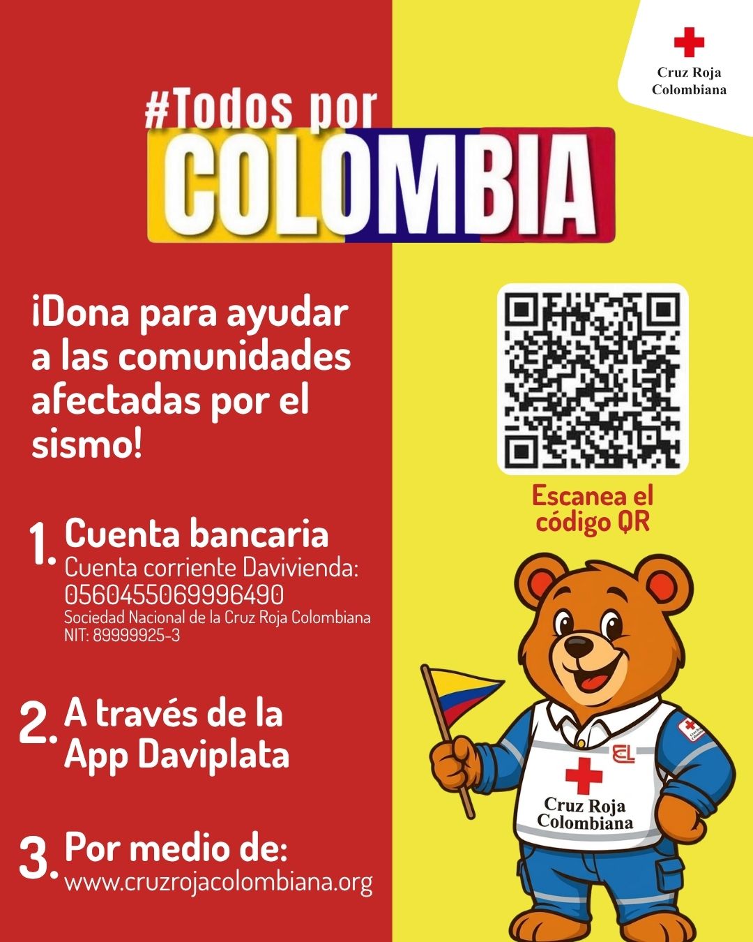 Todos por Colombia - Donación Cruz Roja Colombiana